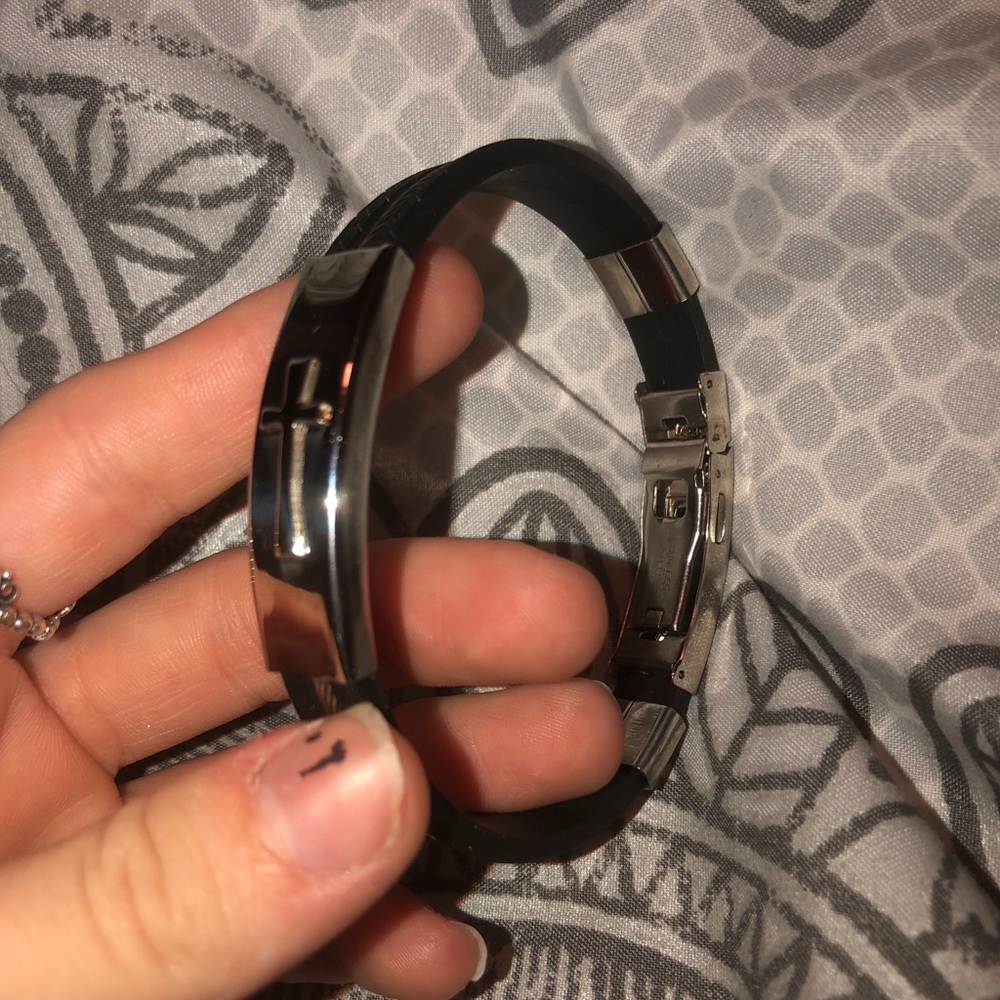 black and silver cross bracelet
